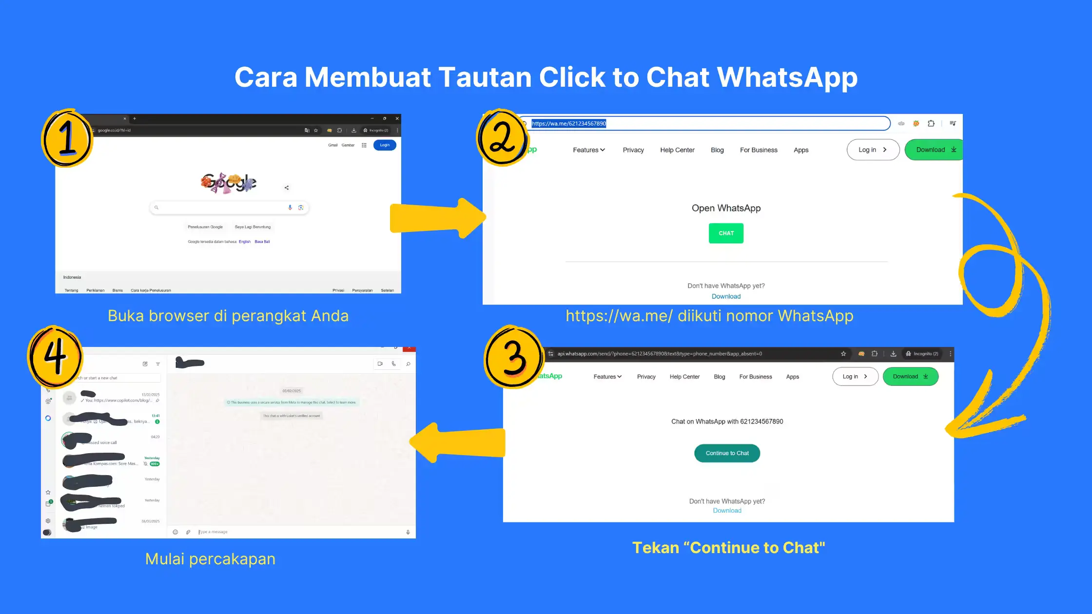 Ilustrasi Cara Membuat Click to Chat WhatsApp dengan Tautan Standar Cara Membuat Click to Chat WhatsApp dengan Tautan Standar