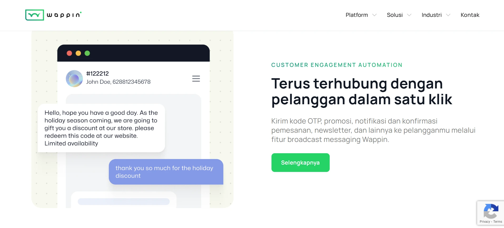 Tampilan Halaman Fitur WhatsApp OTP Service Terbaik Wappin Halaman Fitur WhatsApp OTP Service Terbaik Wappin