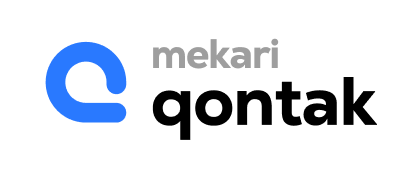 Logo perusahaan Mekari Qontak tampil dengan gaya modern, menggabungkan elemen visual yang sederhana dan warna biru yang mencolok, mencerminkan inovasi di layanan komunikasi.