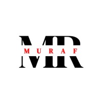 Huruf besar "MR" dan "MURAF" ditulis dengan gaya yang mencolok. Desain ini menonjolkan identitas merek dalam konteks visual yang modern.