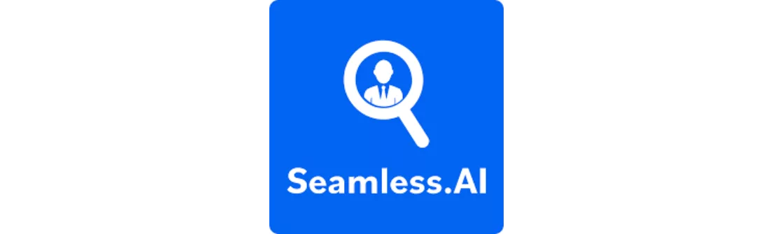 Simbol pencarian menampilkan siluet seorang profesional dalam jas. Digunakan di platform Seamless.AI untuk mencari informasi kontak dan profil pengguna.
