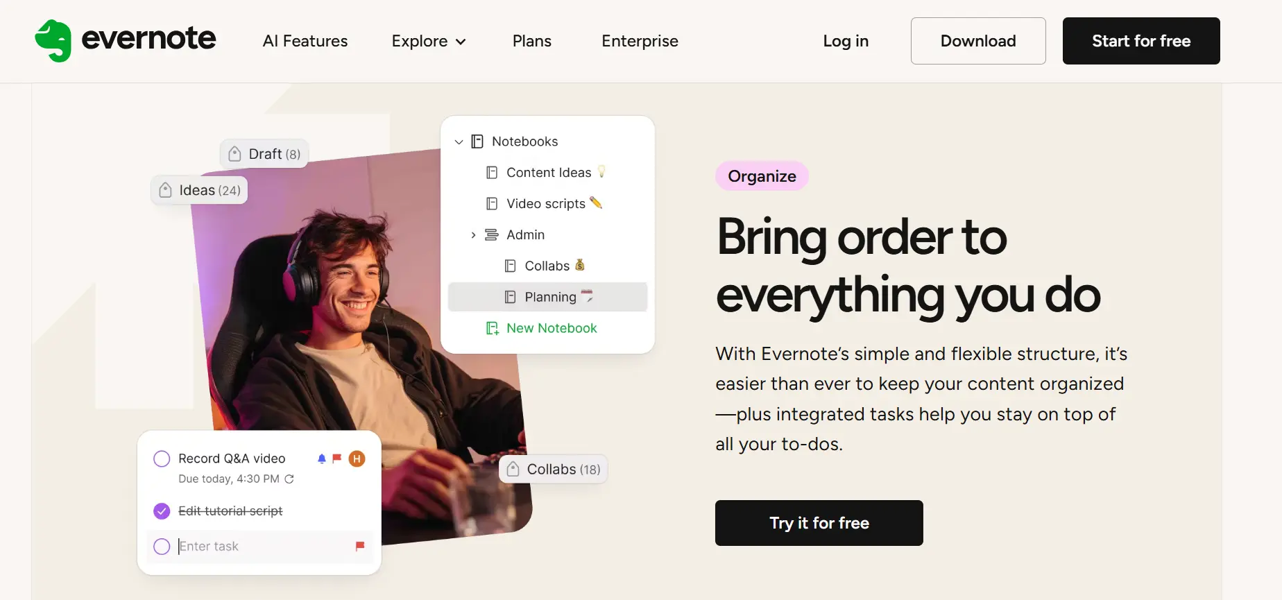 Halaman Fitur Organize Aplikasi Sales Rokok Evernote
