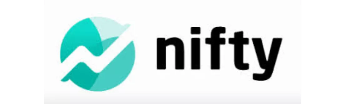 Logo Nifty yang terdiri dari elemen lingkaran dan centang berwarna hijau, menandakan kemudahan dan keandalan dalam penggunaan layanan digital.