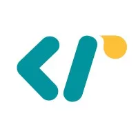 Logo dengan dua bentuk geometris berwarna cyan dan kuning, menciptakan kesan modern dan dinamis, sering digunakan untuk merepresentasikan identitas perusahaan atau merek.