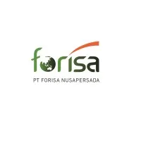 Logo Forisa menampilkan nama perusahaan dengan huruf modern, dikelilingi elemen yang merepresentasikan globalisasi, menciptakan identitas yang profesional dan dinamis.