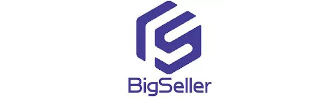 Logo berwarna ungu dengan bentuk hexagonal mencolok menampilkan huruf "BS" di atasnya, diikuti tulisan "BigSeller" di bawah, mencerminkan merek yang dinamis.