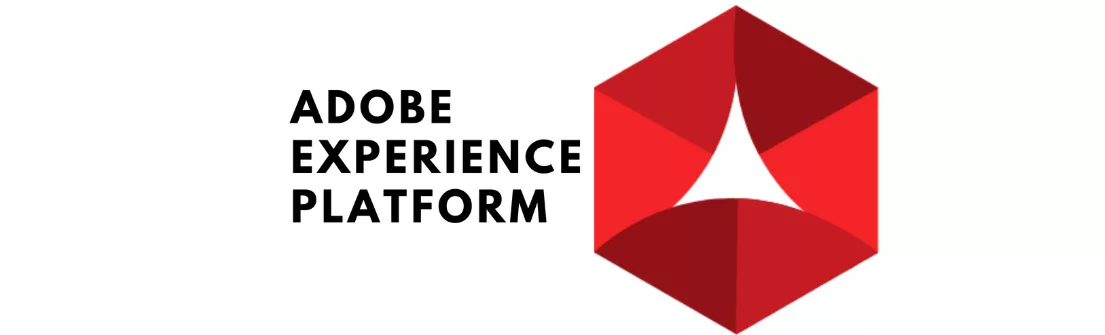 Logo Adobe Experience Platform menampilkan bentuk segitiga merah yang menyimbolkan inovasi, diimbangi dengan teks nama platform yang jelas.