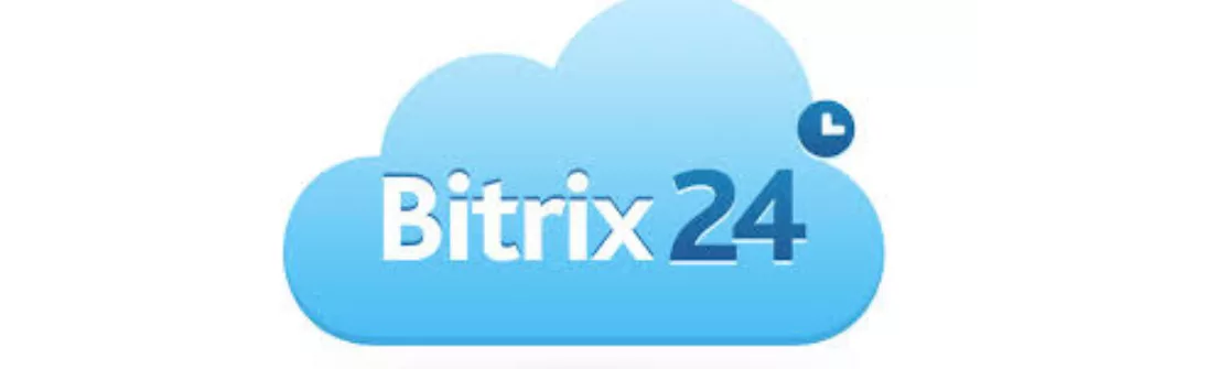 Logo Bitrix24 menonjol dalam nuansa biru cerah. Logo ini menggambarkan platform kolaborasi berbasis awan, menyimbolkan konektivitas dan efisiensi kerja.