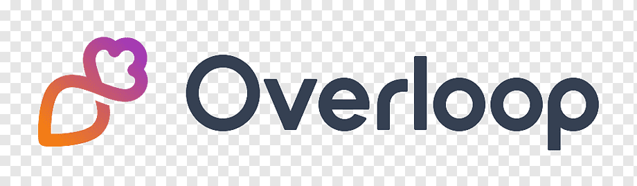 Logo colorful bertuliskan "Overloop" dengan elemen desain berbentuk daun dan bunga, merepresentasikan kreativitas dan inovasi dalam konteks teknologi.