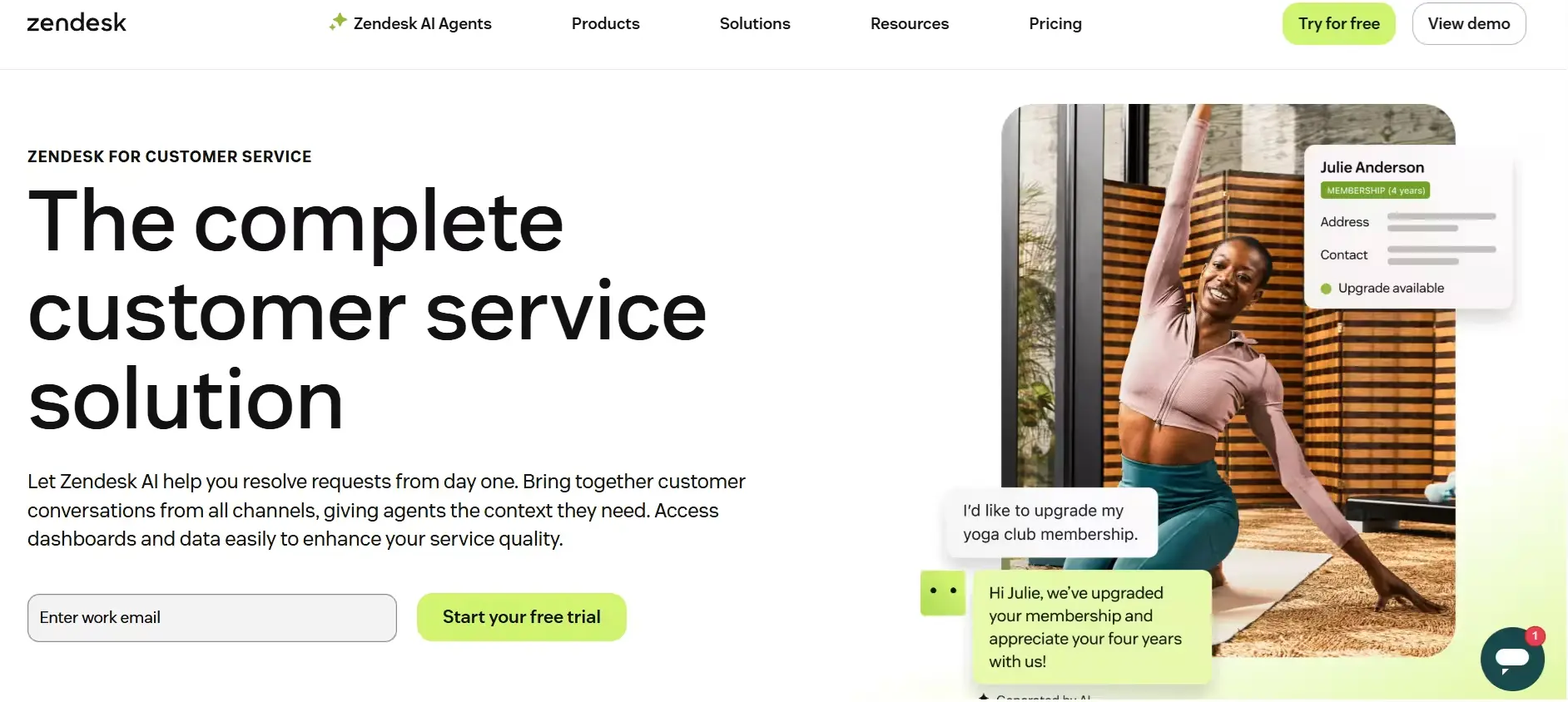 Zendesk Landing Page best enterprise chatbot platform-Zendesk