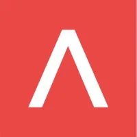 Logo berwarna merah dengan bentuk huruf "A" yang sederhana, menciptakan kesan modern dan minimalis, sering digunakan untuk merepresentasikan nilai atau identitas suatu merek.