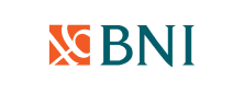 Logo BNI berwarna oranye dan hijau pekat terlihat jelas, merepresentasikan identitas Bank Negara Indonesia dalam konteks finansial dan perbankan.