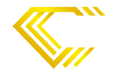 Logo berwarna kuning dengan garis-garis dinamik membentuk huruf "C". Desain ini menciptakan kesan modern dan energik, cocok untuk brand inovatif.