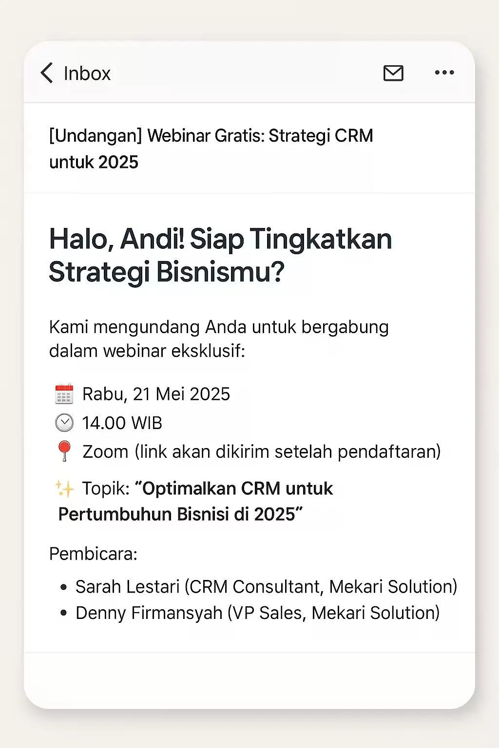 Undangan Webinar Contoh Email Blast - Undangan Webinar