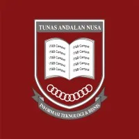 Lambang dengan desain buku terbuka yang menampilkan tahun-tahun pendidikan, dikelilingi oleh warna merah dan tulisan identitas lembaga pendidikan.