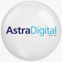 AstraDigital, yang ditampilkan dalam desain modern, berfungsi sebagai identitas merek dalam konteks teknologi dan inovasi digital.