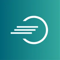 Sebuah logo sederhana menampilkan garis melengkung dan garis horizontal, menggambarkan gerakan cepat. Latar belakang bergradasi hijau-biru memberikan kesan modern.