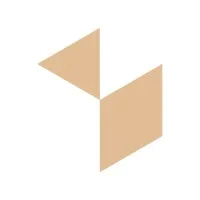 Bentuk geometris sederhana berwarna coklat muda saling terhubung, menciptakan desain minimalis yang bersih. Cocok untuk branding atau logo perusahaan.