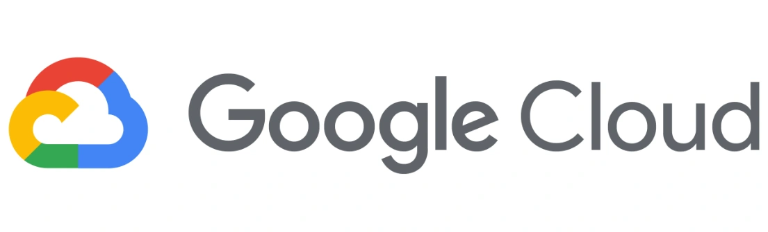 Logo Google Cloud terdiri dari simbol awan berwarna merah, kuning, hijau, dan biru, di samping tulisan 'Google Cloud' dalam huruf abu-abu, menggambarkan layanan komputasi awan.