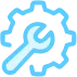 Gears with a wrench are arranged, symbolizing tools working in harmony to facilitate mechanical tasks. The blue color suggests a tech-oriented context.
