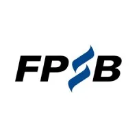 Logo FPB dengan huruf tebal berwarna hitam dan elemen bergelombang biru, melambangkan identitas lembaga dalam konteks profesional dan inovatif.