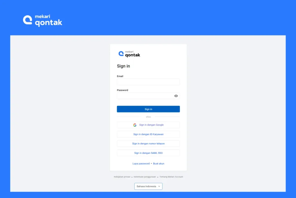 Logging into the Mekari Qontak dashboard page
