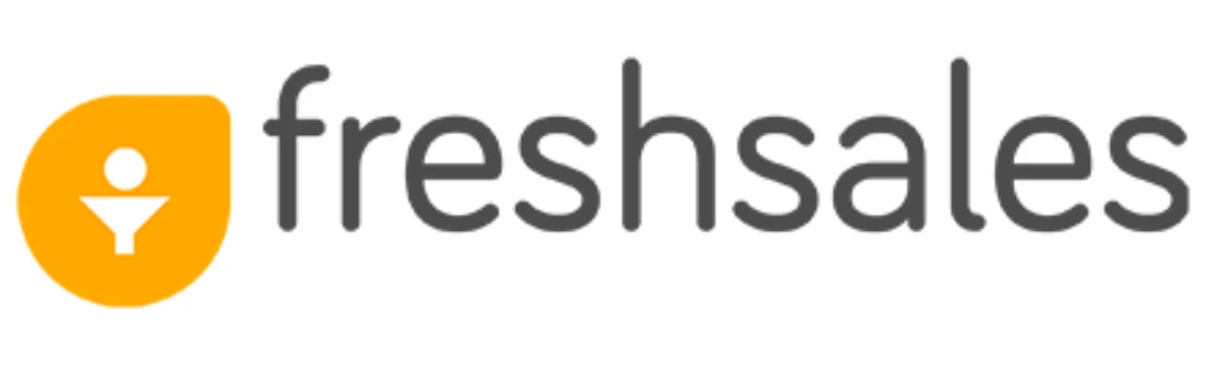 Logo dengan nama "freshsales" menggambarkan alat penjualan yang membantu bisnis mengelola prospek dan meningkatkan penjualan dalam konteks digital.