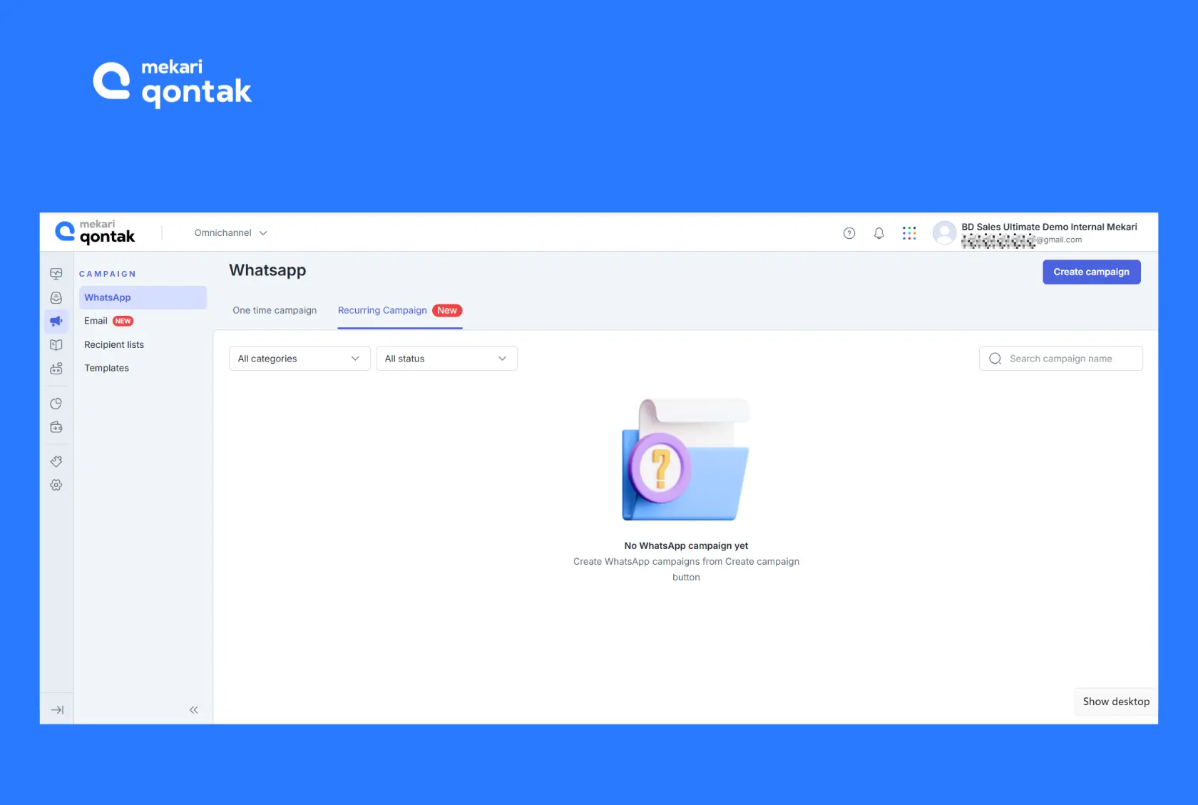 WhatsApp Blast process illustration: menu recurring campaign