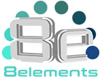 Logo dengan teks "8e" dikelilingi lingkaran warna-warni. Menunjukkan identitas merek dengan kesan modern dan dinamis.