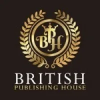 Logo berkilau dengan inisial "BPH" di tengah, dikelilingi rantai daun laurel, menampilkan identitas British Publishing House dengan nuansa elegan.