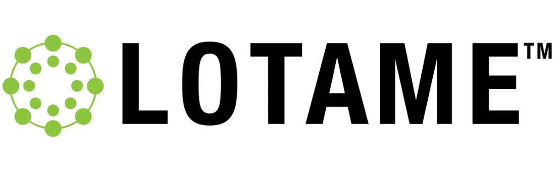 Logo LOTA terlihat jelas, menampilkan teks tebal yang mengesankan dan simbol bulat berwarna hijau yang menyimbolkan konektivitas, cocok untuk konteks teknologi.
