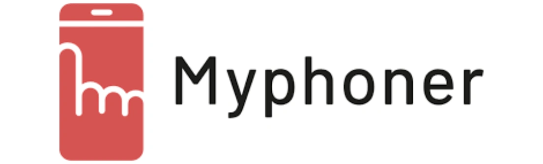 Sebuah ponsel dengan tampilan sederhana memperlihatkan jari yang menyentuh layar, mewakili interaksi pengguna dengan aplikasi Myphoner dalam konteks pengelolaan data.