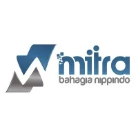 Logo dengan elemen grafis abstrak dan teks "mitra bahagia nippindo" menunjukkan identitas perusahaan yang fokus pada kolaborasi dan inovasi dalam industri.