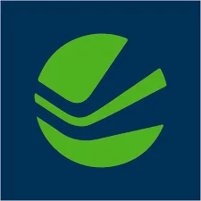 Sebuah logo berbentuk lingkaran dengan elemen hijau yang melambangkan pertumbuhan, berfungsi sebagai simbol untuk identitas merek yang berfokus pada keberlanjutan.