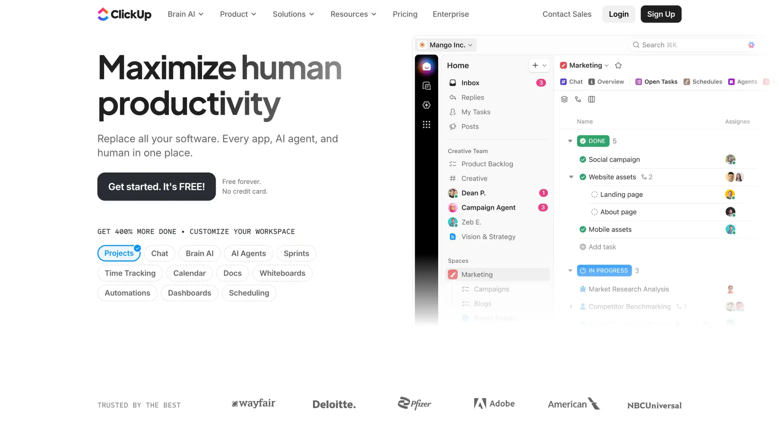 Landing Page ClickUp Data Management Platform-ClickUp