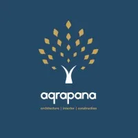 Logo mencerminkan identitas Aqrapana, sebuah perusahaan di bidang arsitektur dan konstruksi, dengan simbol pohon yang menunjukkan pertumbuhan dan inovasi.