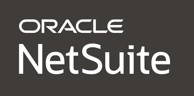 Logo berwarna gelap menampilkan nama "ORACLE" yang lebih kecil di atas "NetSuite," menandakan solusi perangkat lunak untuk bisnis.