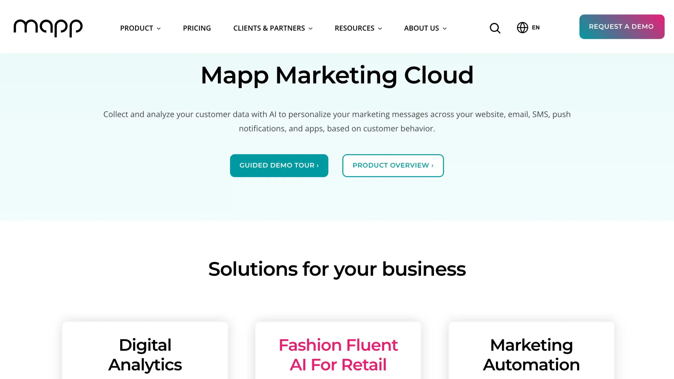 Landing Page Mapp Data Management Platform-Mapp