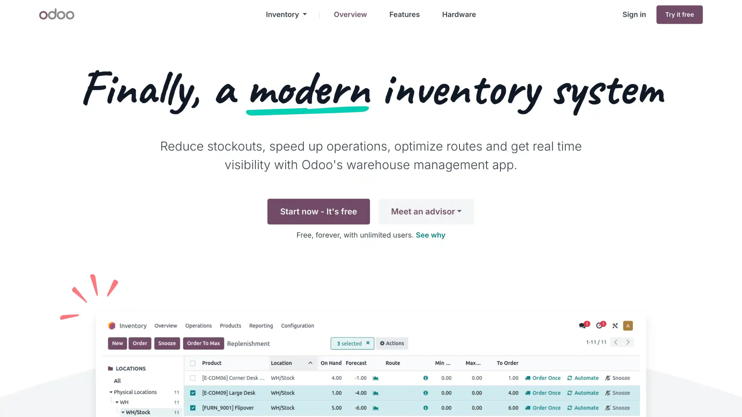 Landing Page Odoo Order Management Platform-Odoo