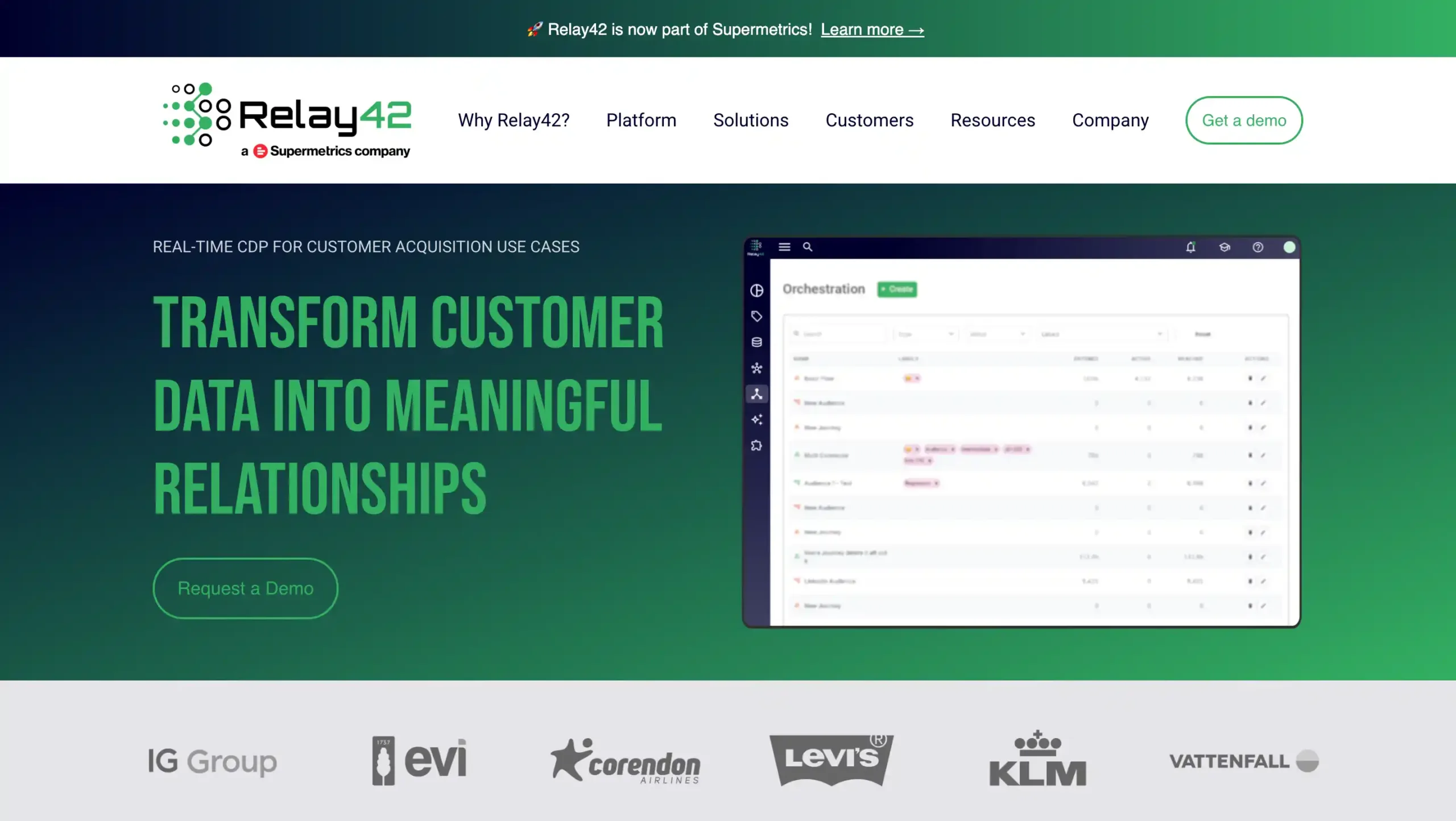 Landing Page Relay42 Data Management Platform-Relay42