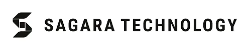 Logo Sagara Technology menampilkan elemen desain geometris yang modern, mengartikulasikan identitas merek dalam konteks industri teknologi.