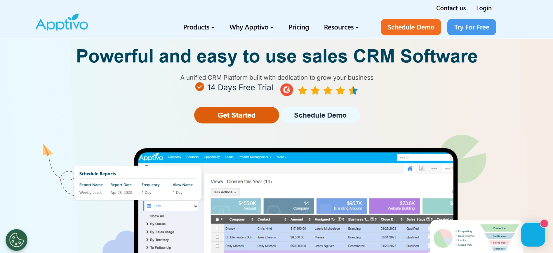 Apptivo CRM Software Homepage View Apptivo CRM Software Homepage