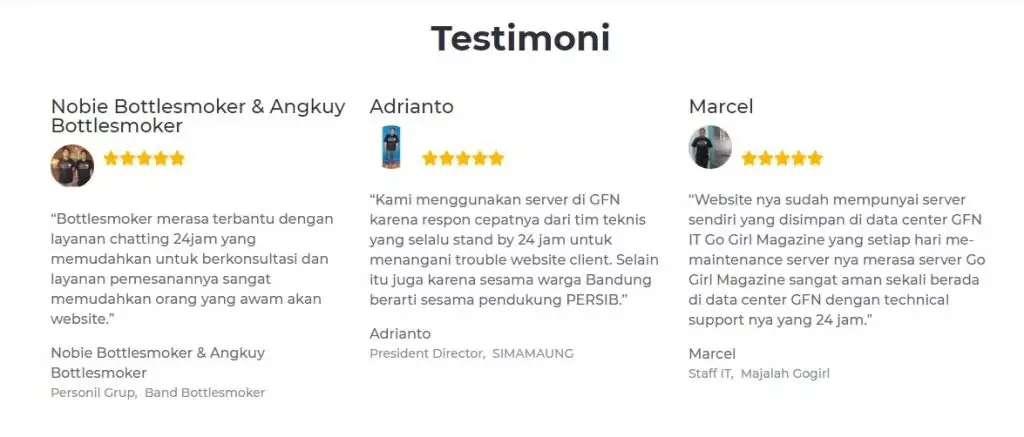 Contoh Testimoni