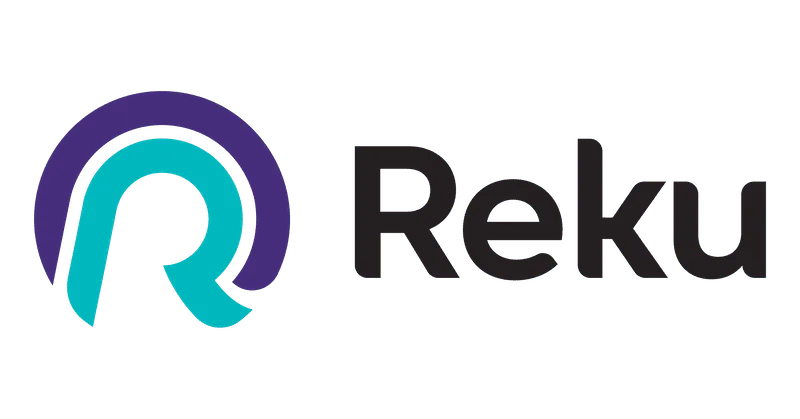 Logo bernama "Reku" menampilkan bentuk huruf R yang terhubung dengan lingkaran. Desain ini memberi kesan modern dan profesional, mencerminkan sebuah platform service digital.