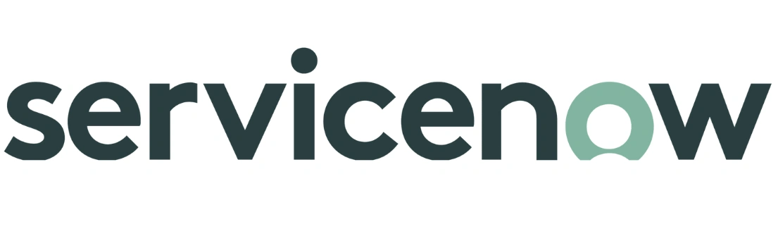 Logo perusahaan dengan tulisan "servicenow" menonjol, berfungsi sebagai identitas merek dalam konteks layanan digital yang efisien dan inovatif.