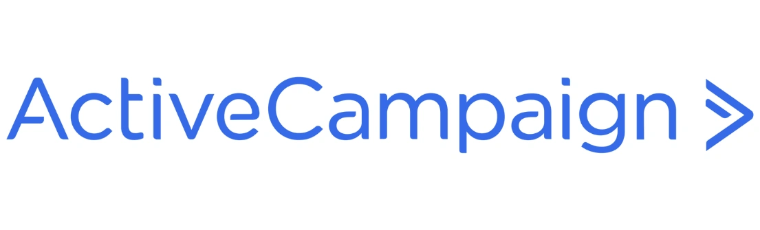 Logo ActiveCampaign berwarna biru menonjol, merepresentasikan platform yang menawarkan solusi otomasi pemasaran digital di era modern.