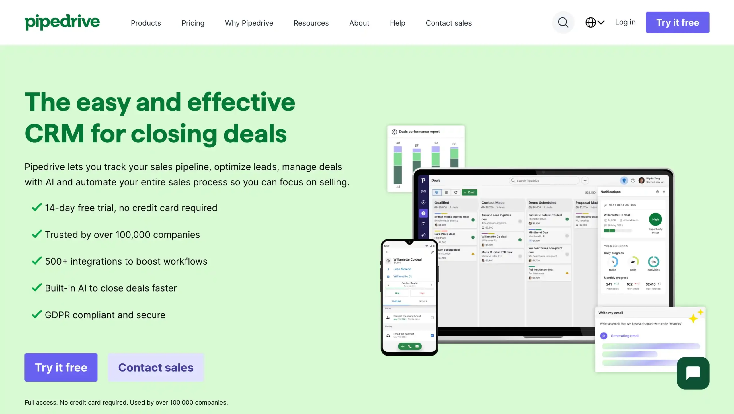 Landing Page Pipedrive Pipedrive-ai sales agent terbaik