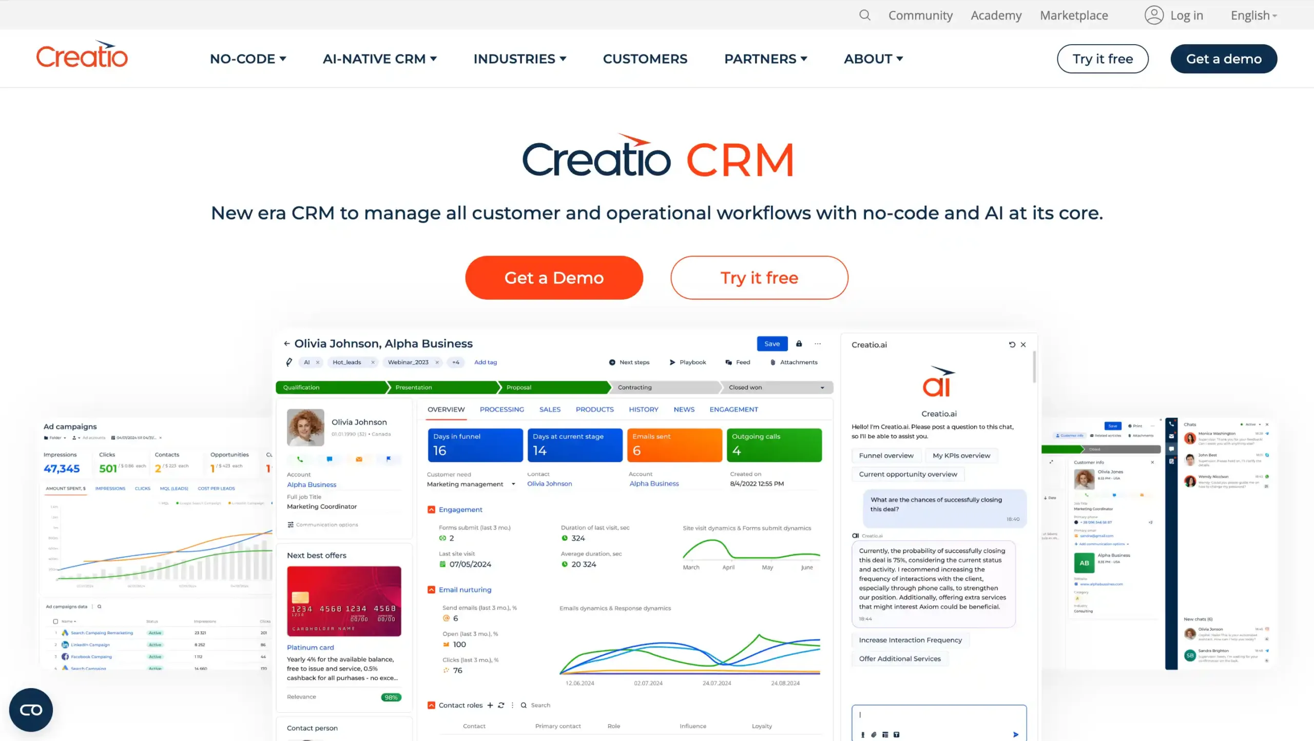 Landing Page Creatio best enterprise crm software-Creatio