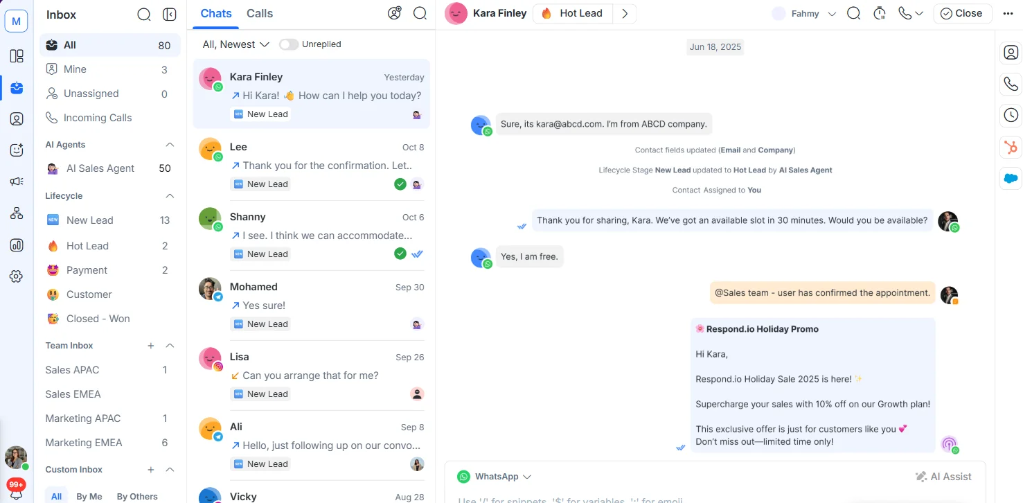 Tampilan Dashboard Aplikasi Auto Reply WhatsApp Respond.io Dashboard Aplikasi Auto Reply WhatsApp Respond.io