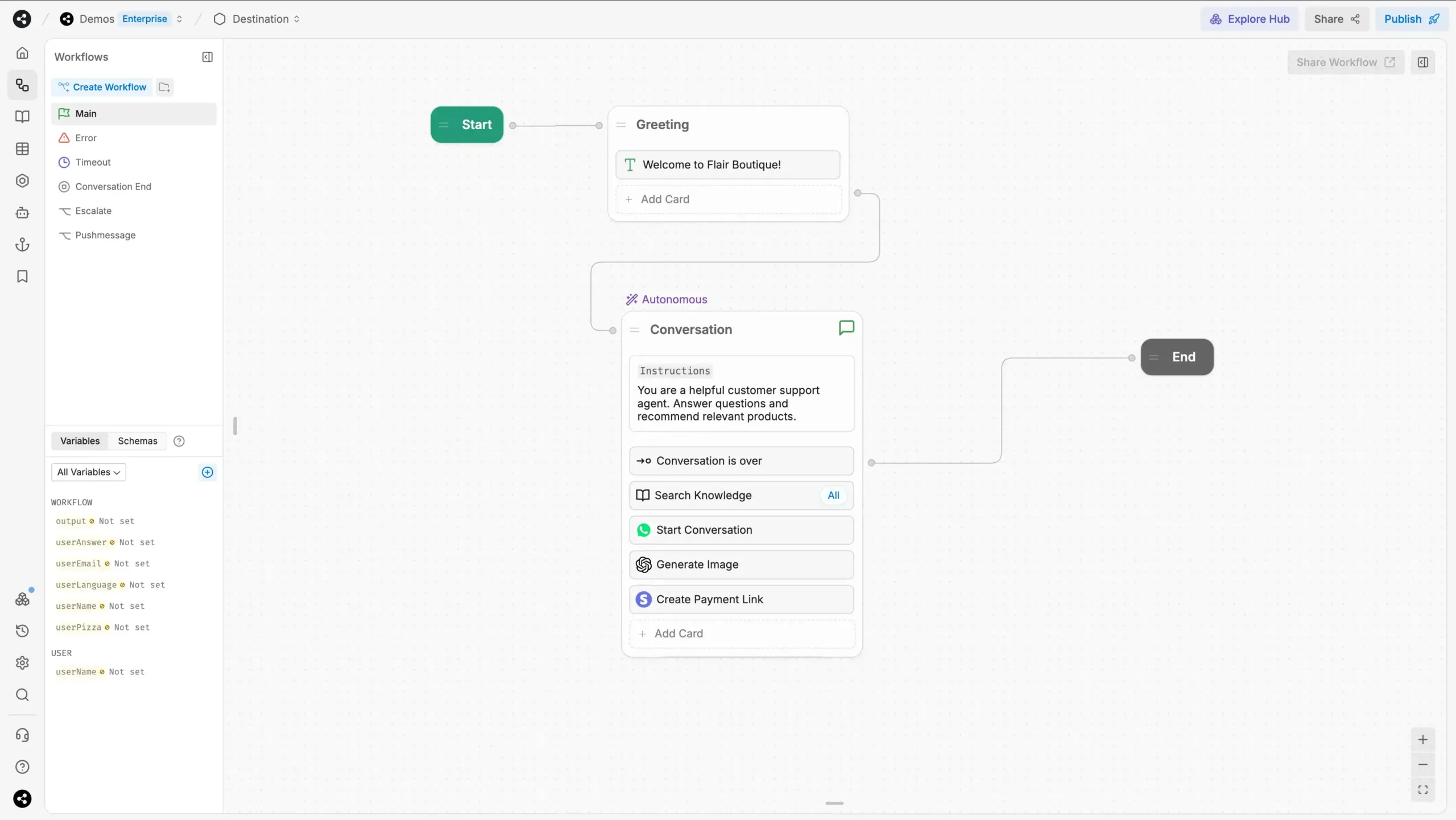 Tampilan Fitur Conversation Builder Aplikasi Auto Reply WhatsApp Botpress Fitur Conversation Builder Aplikasi Auto Reply WhatsApp Botpress